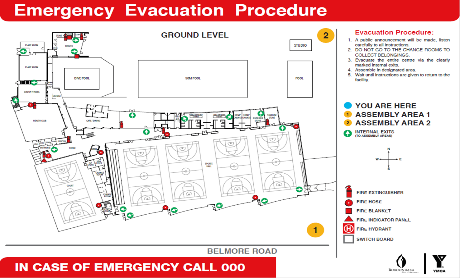 Boroondara Sports Complex evacuation map