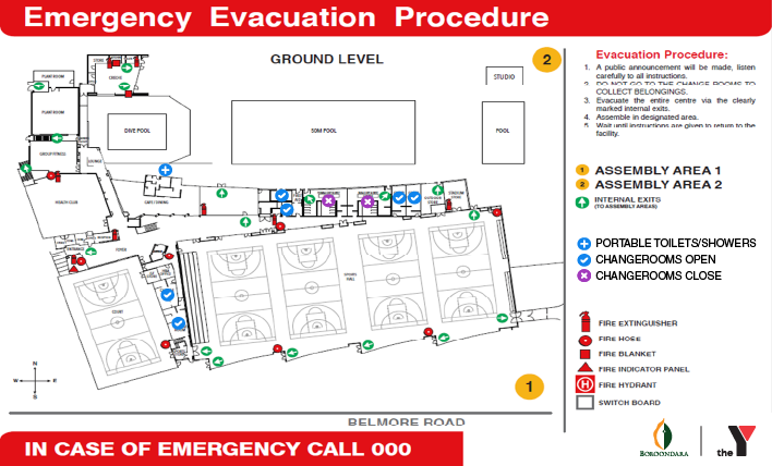 Boroondara Sports Complex evacuation map